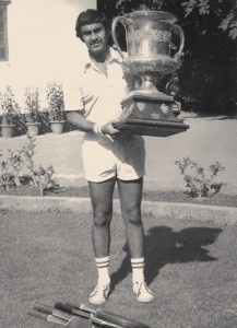 Ranji Dua with the All-India Inter University Lawn Tennis Trophy in 1973