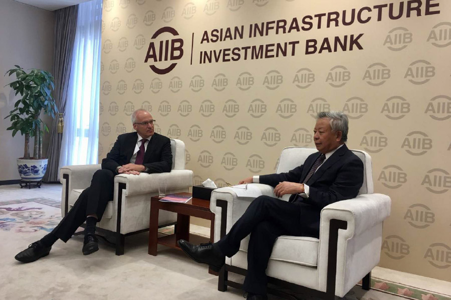 Professor Georg Nolte meets with AIIB President Jin Liqun to discuss the importance of the rule of law in both the effectiveness and mandate of multilateral development banks such as the AIIB.