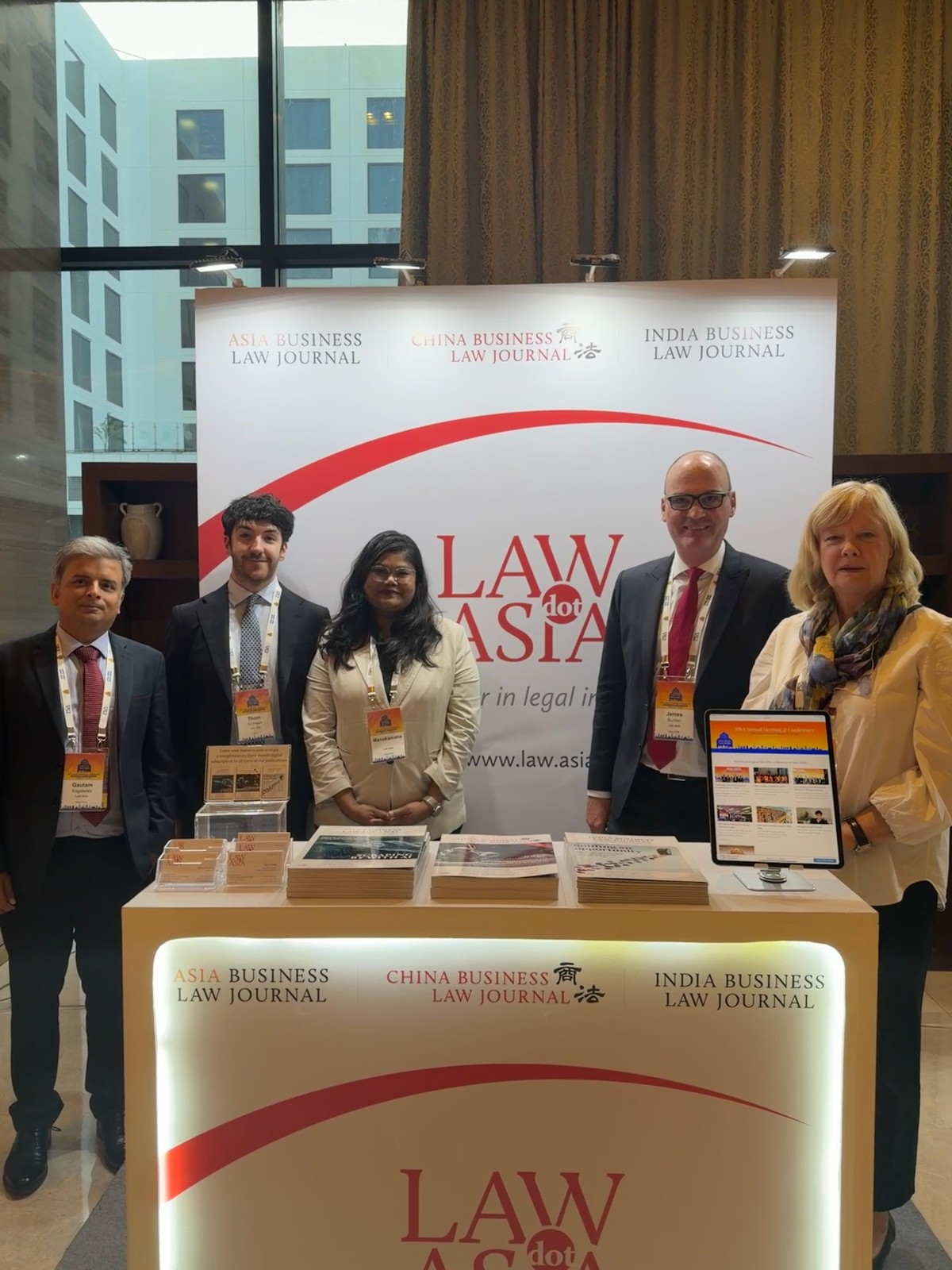 Our India Business Law Journal and Law.asia team. From left: Gautam Kagalwala, Thom Andrews, Manokamana, James Burden, and Tina Tucker
